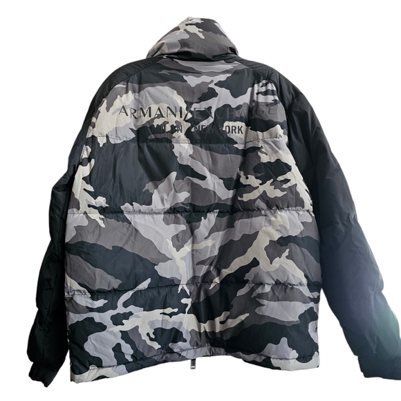 Armani Exchange Down Jacket In Gray Camo Size S NWT - Picture 7 of 14